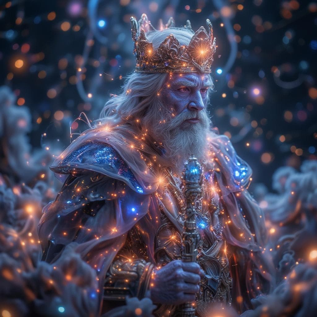 AI generated: The King of Hearts card transforms into a 3D hologram that appears to be made of cosmic energy. As t...