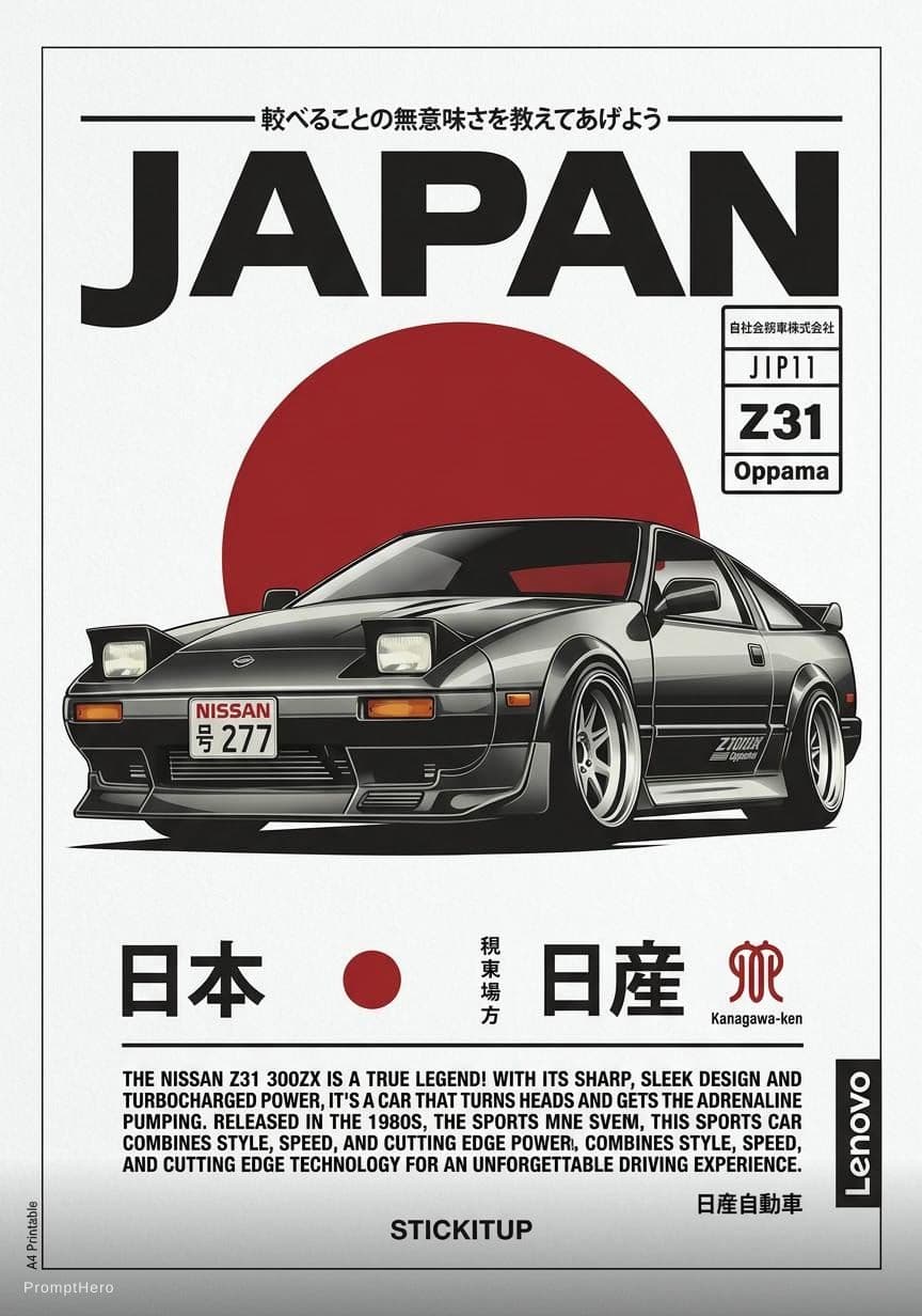 AI generated: Car poster printable a4 sheet version 
