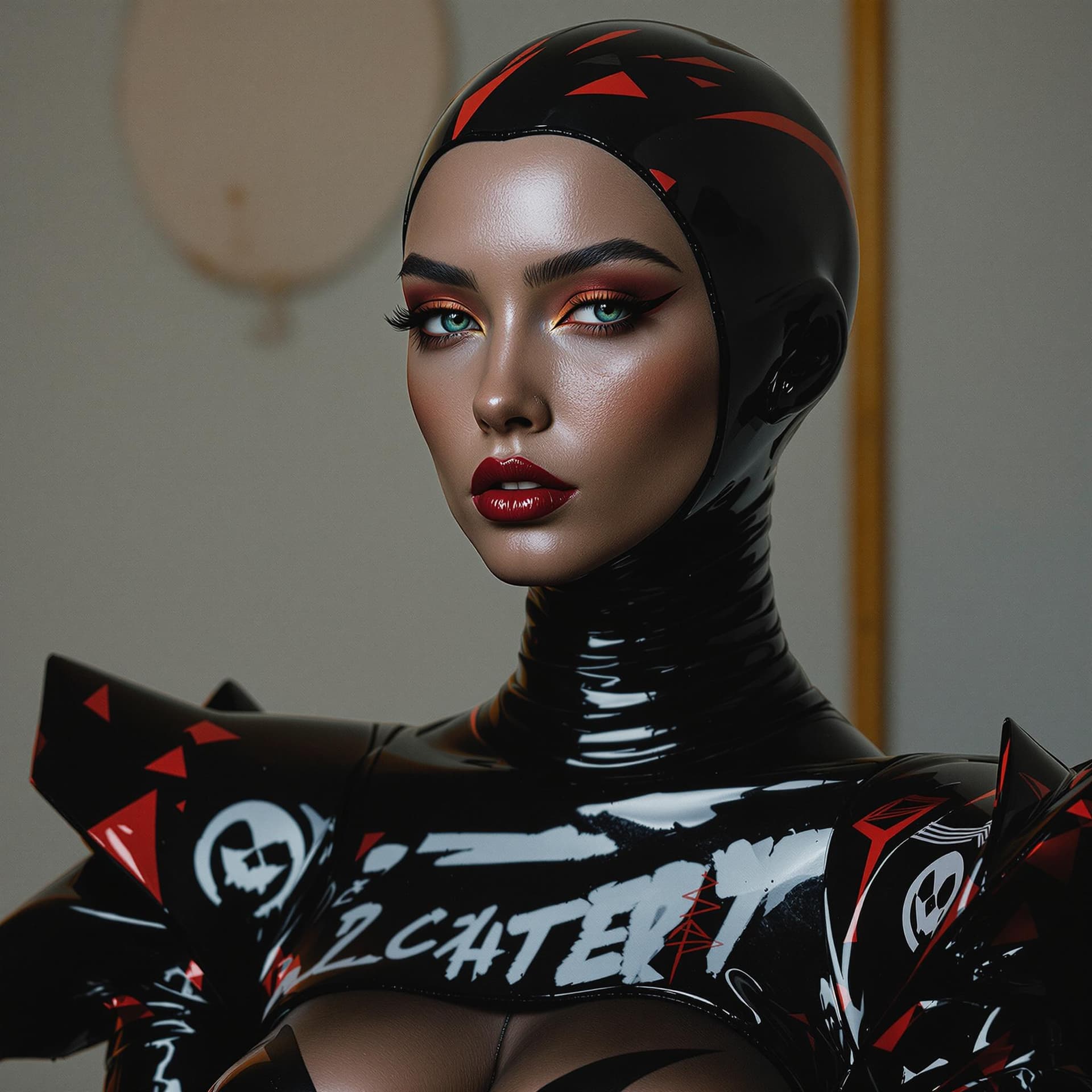 AI generated: latex high fashion model