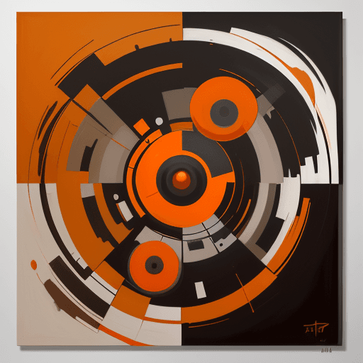 AI generated: abstract realism painting in orange and grey with modern brush techniques, in the style of bauhaus f...