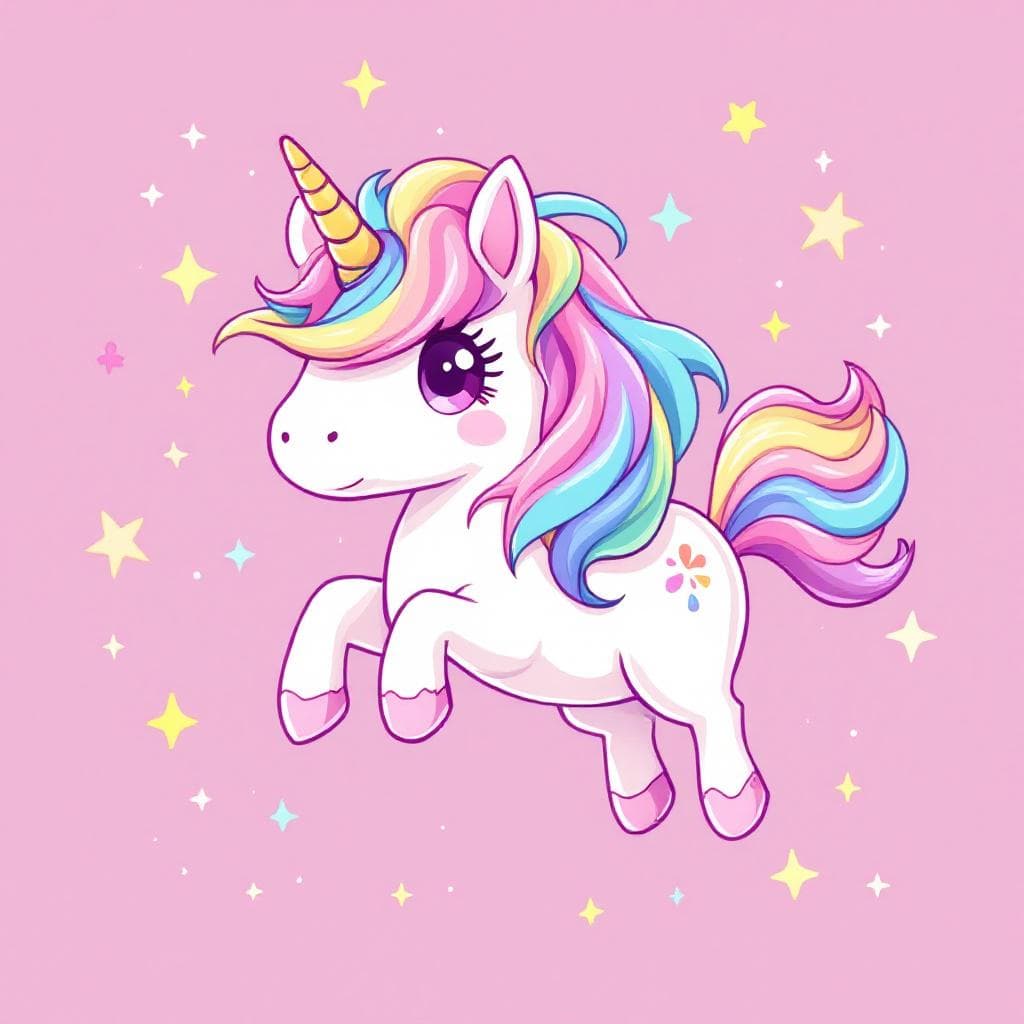 AI generated: ponicornio de colores pasteles volando con fondo transparente en estilo de anime kawai


