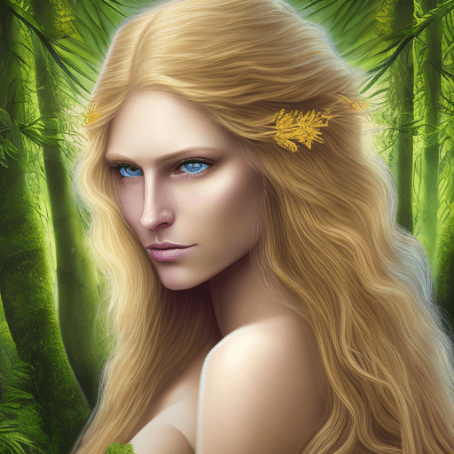 AI generated: Create a high-definition image of a beautiful woman representing Mother Nature. She has long, flowin...