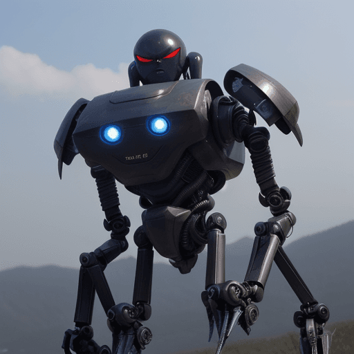 AI generated: arachnid robot, big head