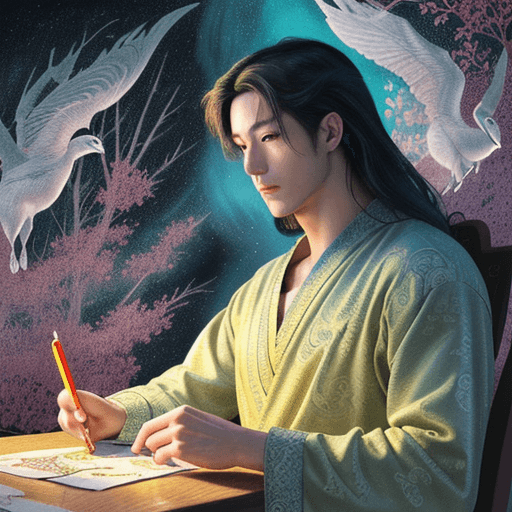 AI generated: intricate illustration, complex, elegant artwork, colored manga panels, containing a detailed gorgeo...