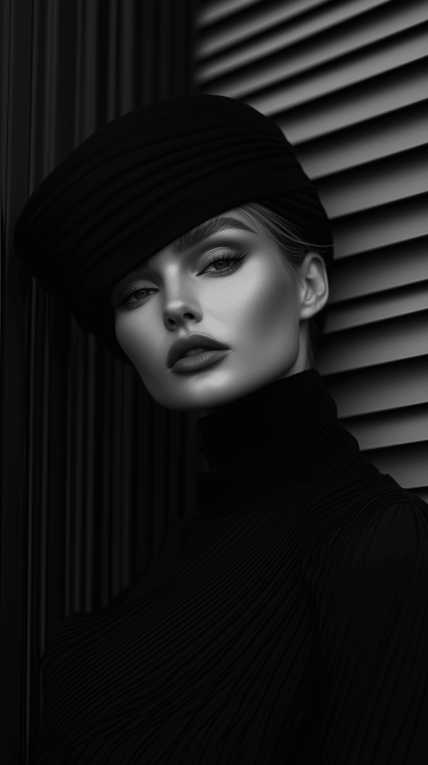 AI generated:  Abstract Composition Create an abstract composition featuring the woman in a black outfit, using th...