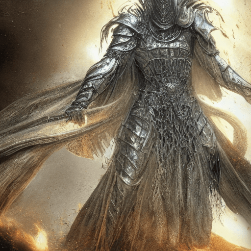 AI generated:  an awe-inspiring 3D rendering portraying Gwyn, Lord of Cinder, from Dark Souls 3. Immerse Gwyn in a...