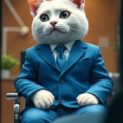 AI generated video: Cat is in interview 