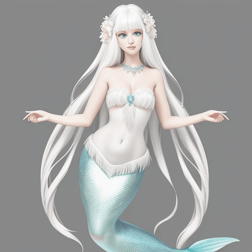 AI generated: a full body  shot of a gorgeous Mermaid,  large expressive eyes and Sculpted Fringe Hairstyle color ...