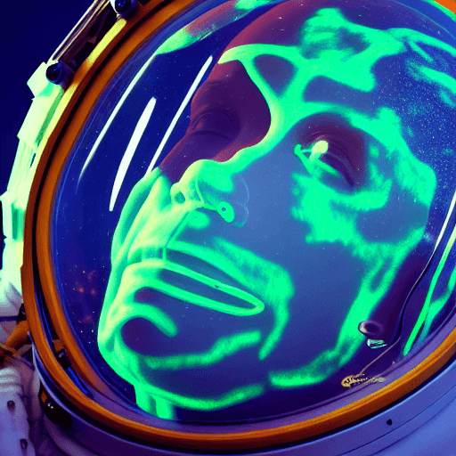 AI generated: portrait of an astronaut, bioluminescent details, intricate works of art, cinematic, hyperrealism, h...