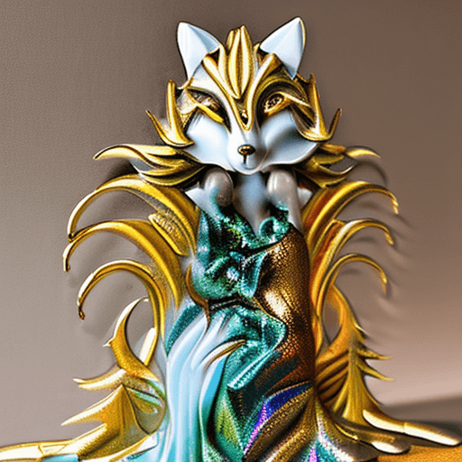 AI generated: In this hyper-maximalist masterpiece, a breathtaking image of the ultimate (nine-tailed fox girl) un...