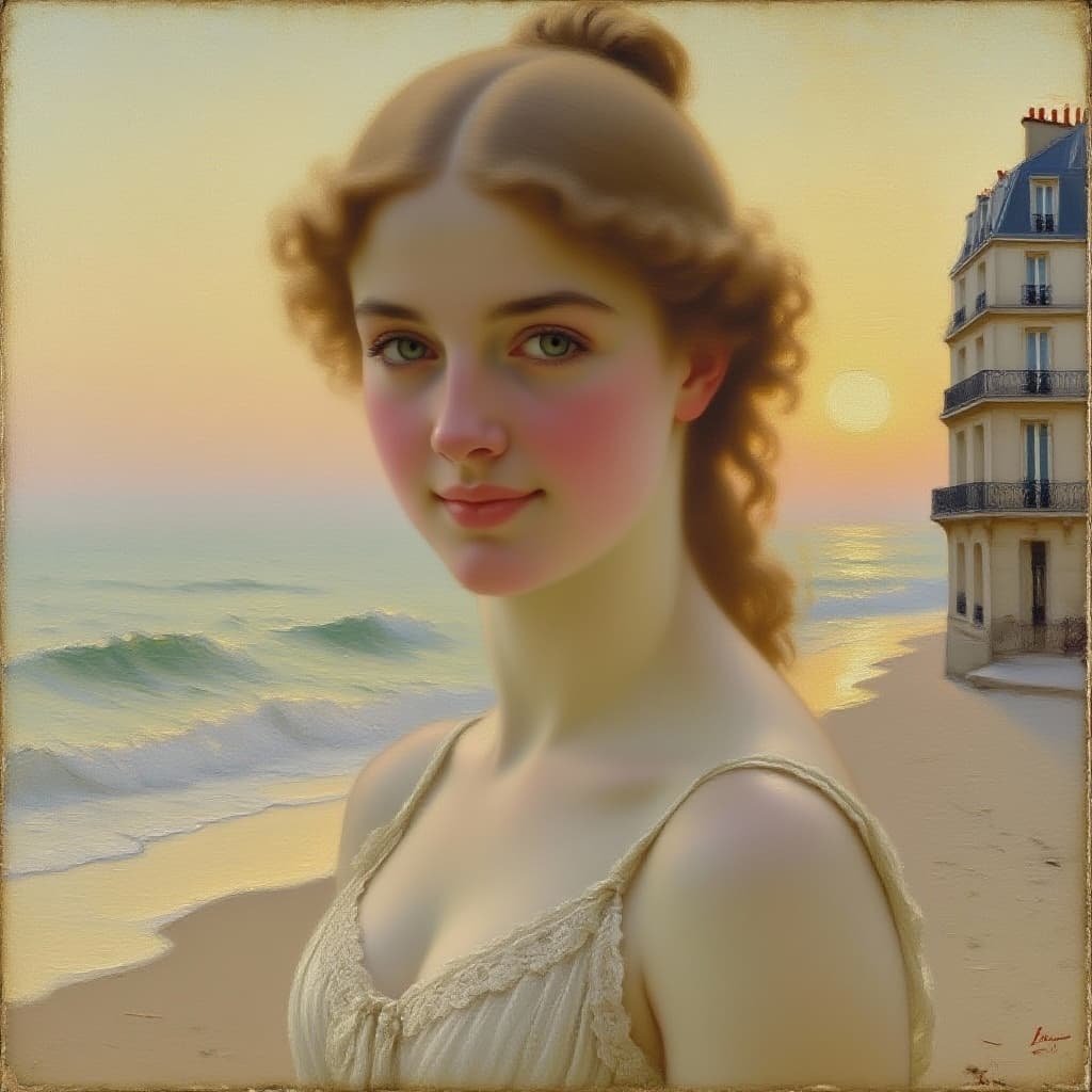 AI generated: Neo-classical style painting, painted in Montmartre by an unknown artist of a semi muscular woman, g...