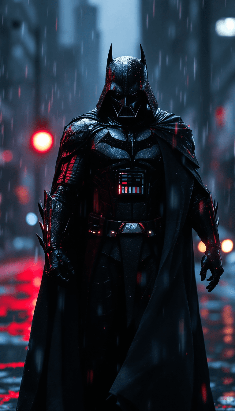 AI generated: a super villain standing in the rain, cyberpunk art, inspired by Raymond Swanland, conceptual art, b...