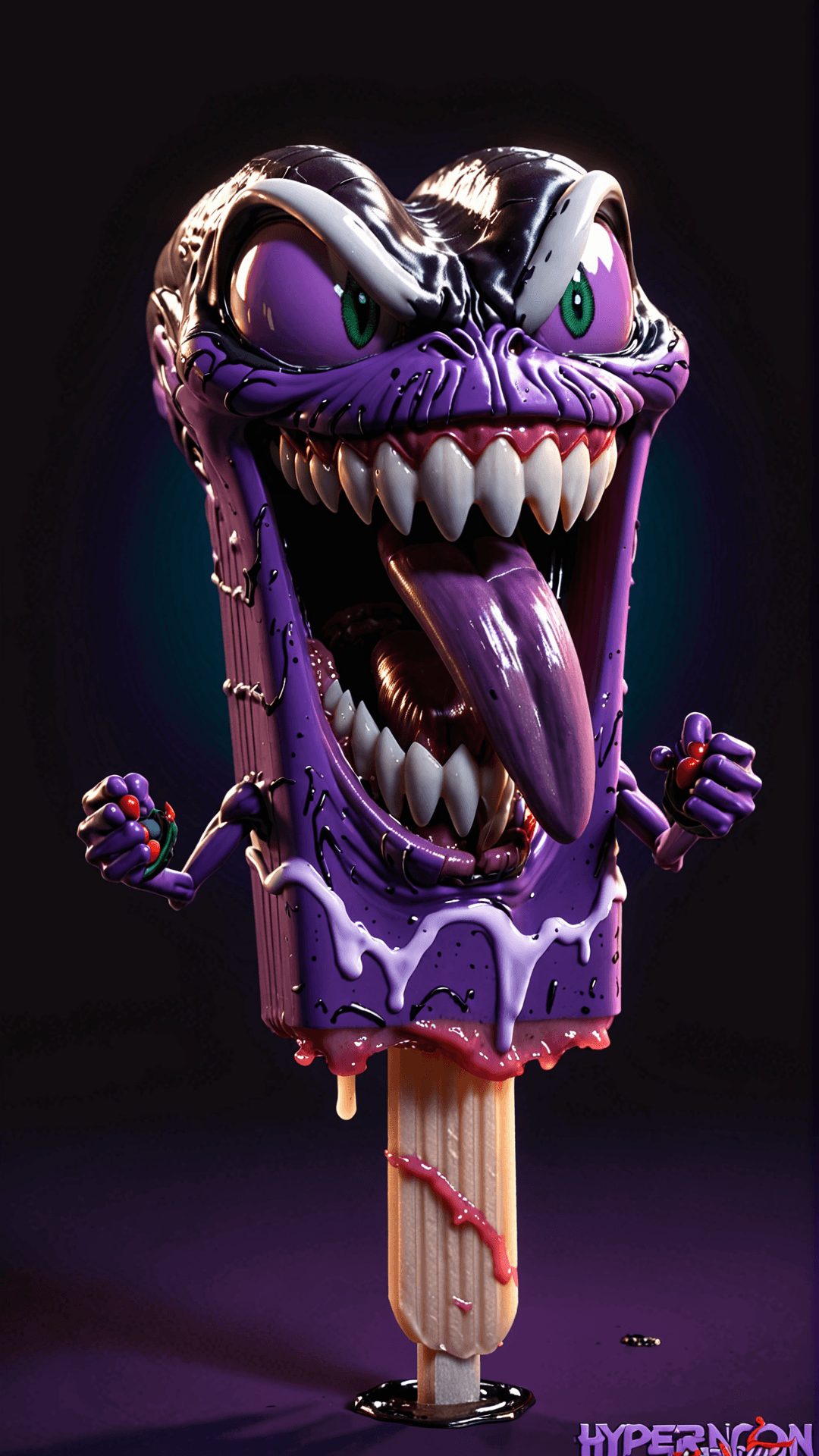 AI generated: cute popsicle character from mobile game, hyper realistic, octane render, 5k, toon, purple, a close ...