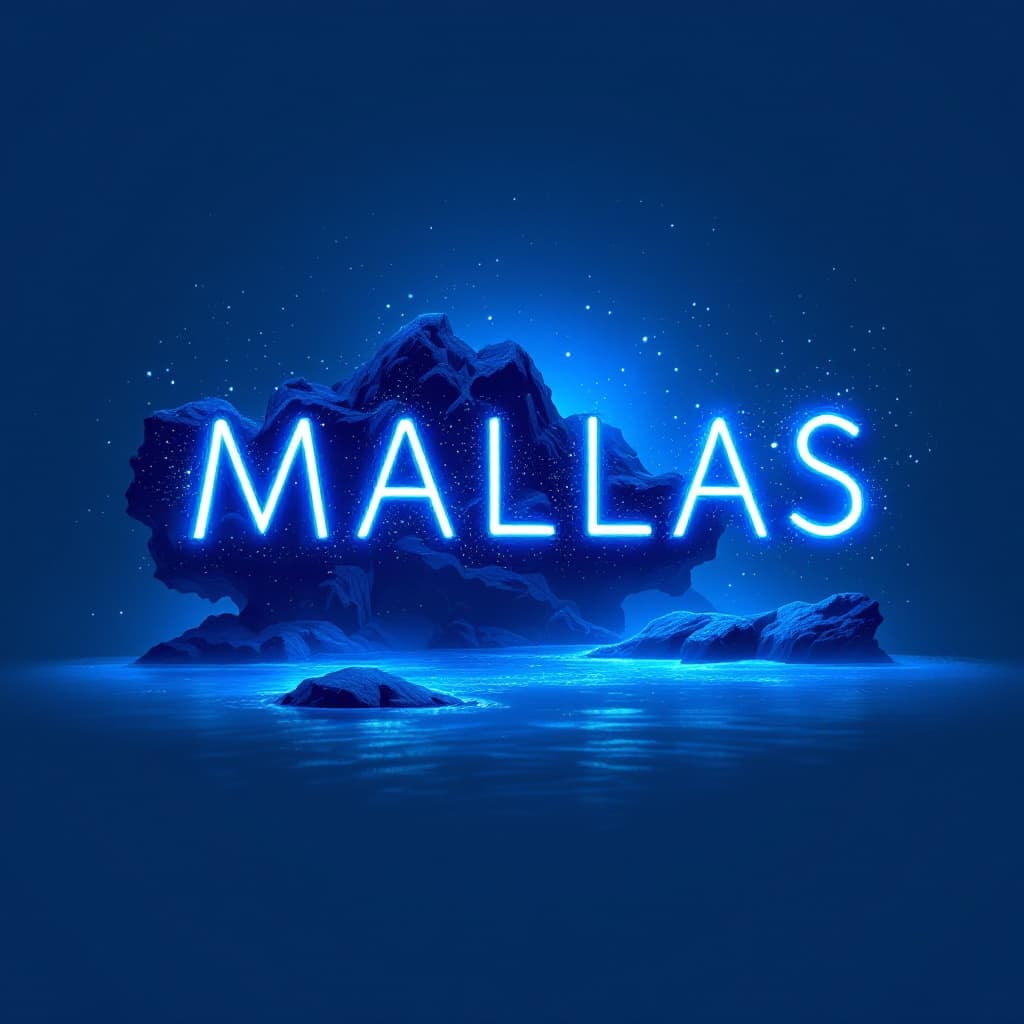 AI generated: escribir la palabra 4
 MALLAS
  bioluminiscente color azul en letra mayúscula modo estético tranquil...