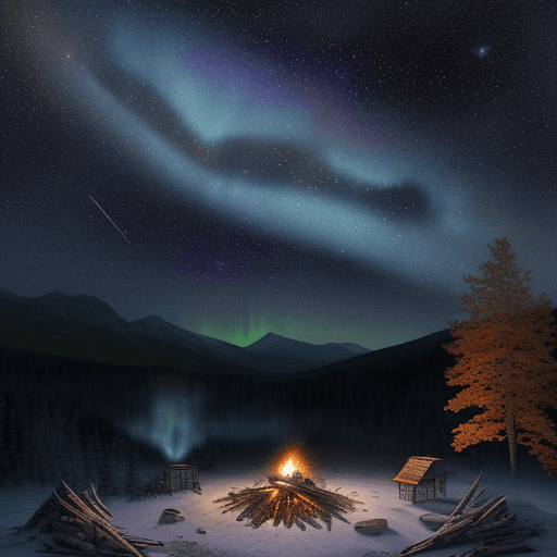 AI generated: Hyper realistic ground level watercolor nature magazine cover template background of night sky pheno...
