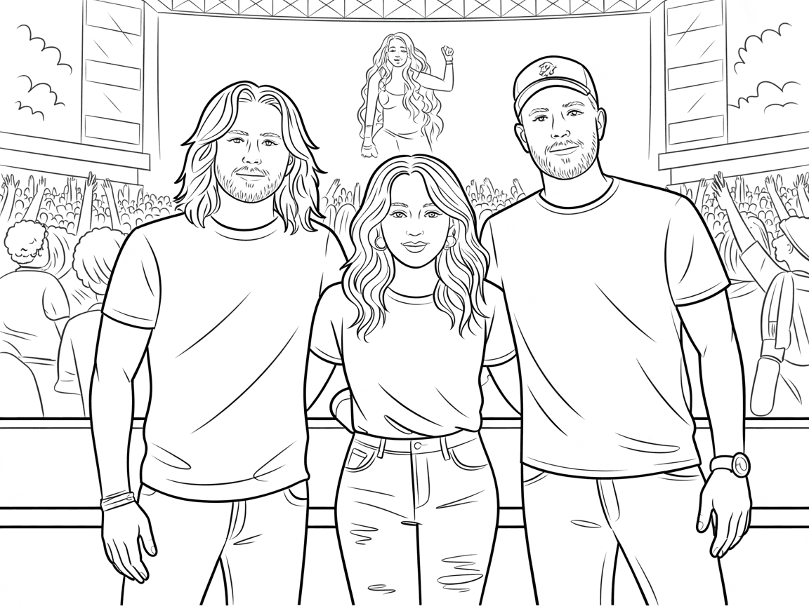 AI generated: 
Three friends at a Mariah Carey concert watching her perform live. Mariah is visible on the stage ...