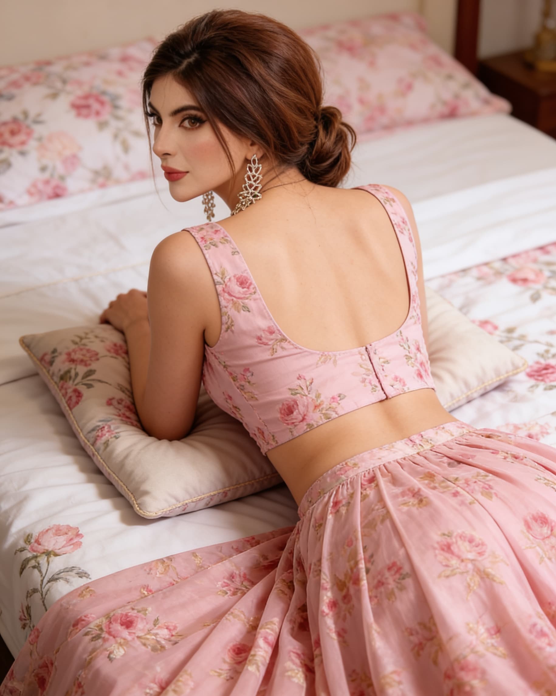 AI generated: Create a High Ultra Realistic picture as this Pakistani blogger Dr Tania Habib face down sleeping ly...