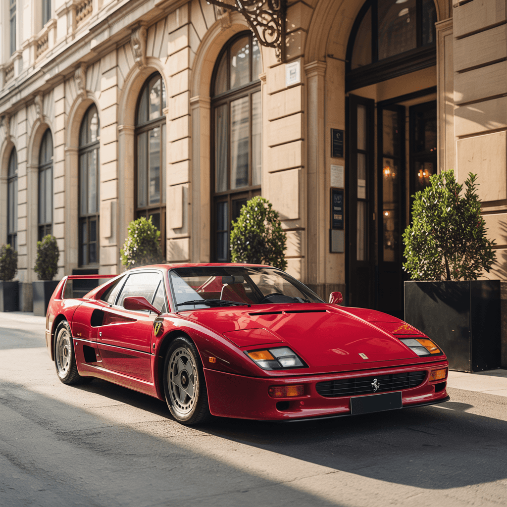 AI generated: ferrari F40 devant un hotel 