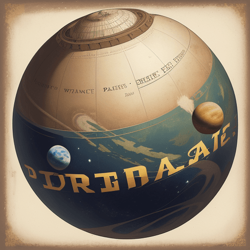 AI generated: vintage logo with the word "planet", in a sphere shaped like a planet, with an object orbiting aroun...