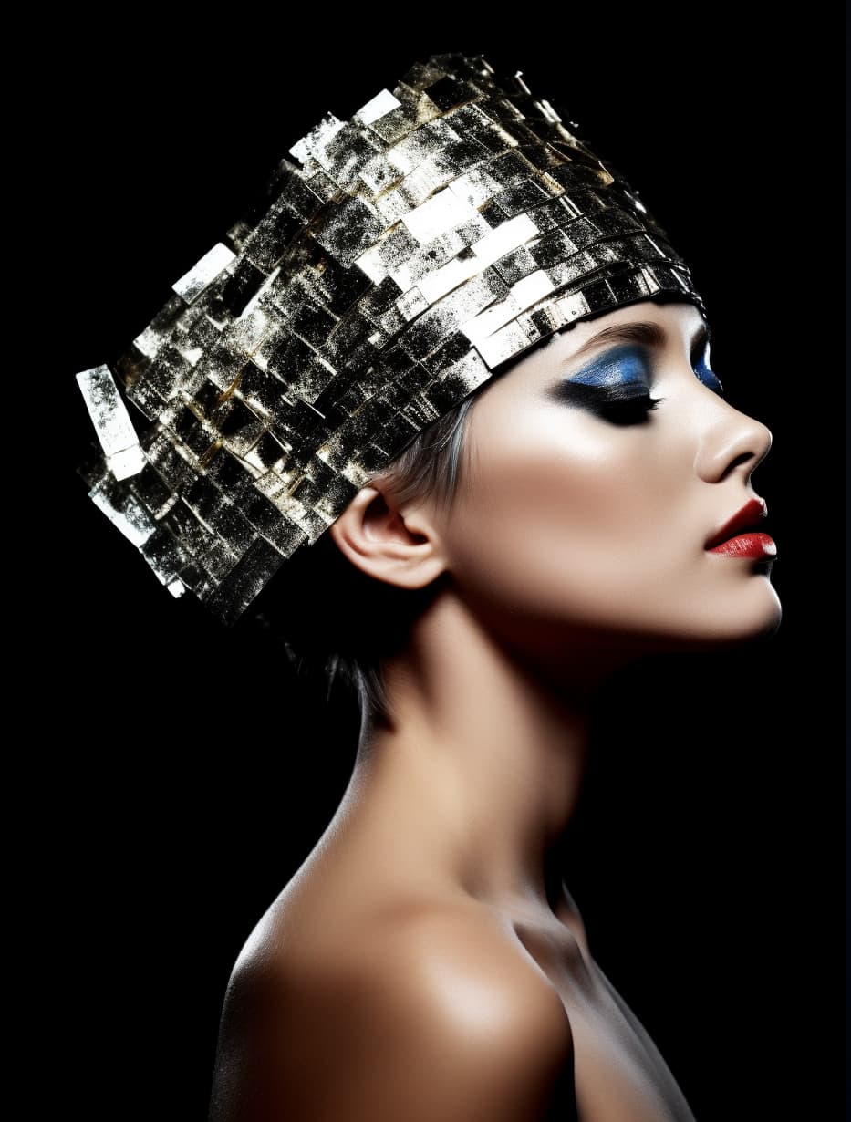 AI generated: a woman with a piece of tin foil on her head, by Marie Vassilieff, tumblr, digital art, award winnin...