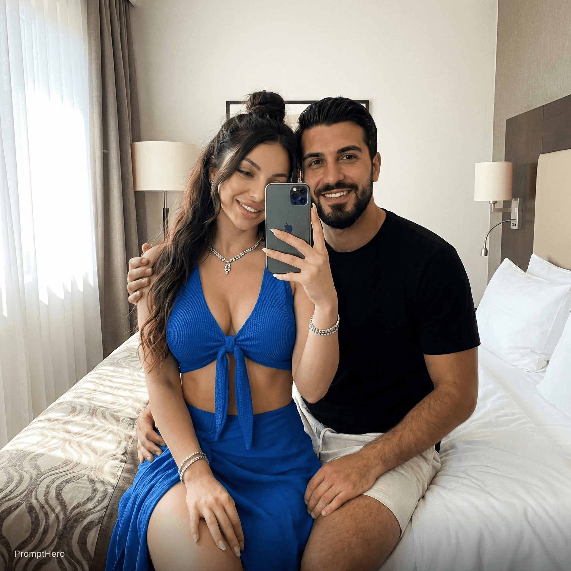AI generated: Selfie in the hotle room
