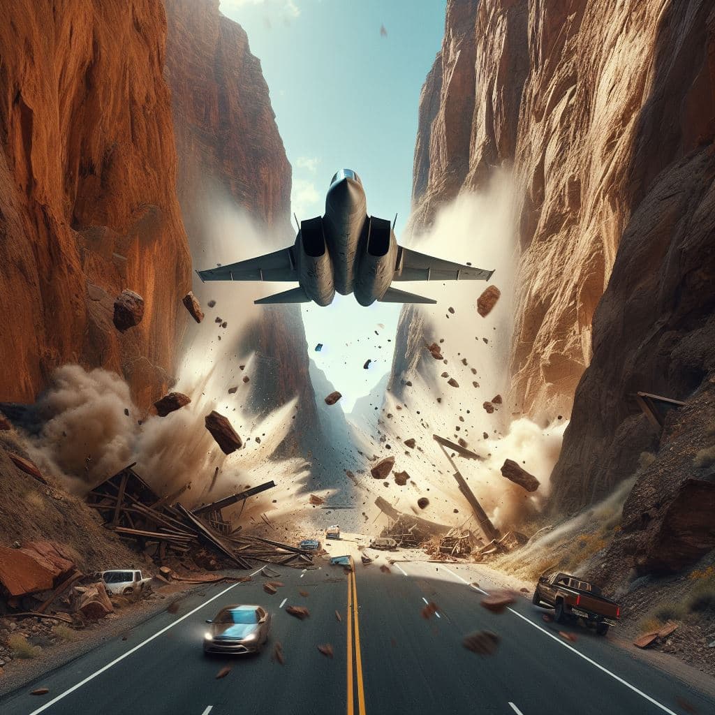AI generated: This is a digitally rendered image in a hyper-realistic style depicting a dramatic scene. A military...