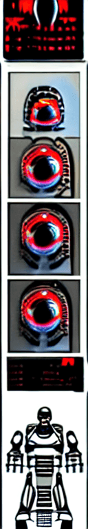 AI generated: military nousr robot, with six red eyes, armored, stealth, character design, detailed face, highly d...