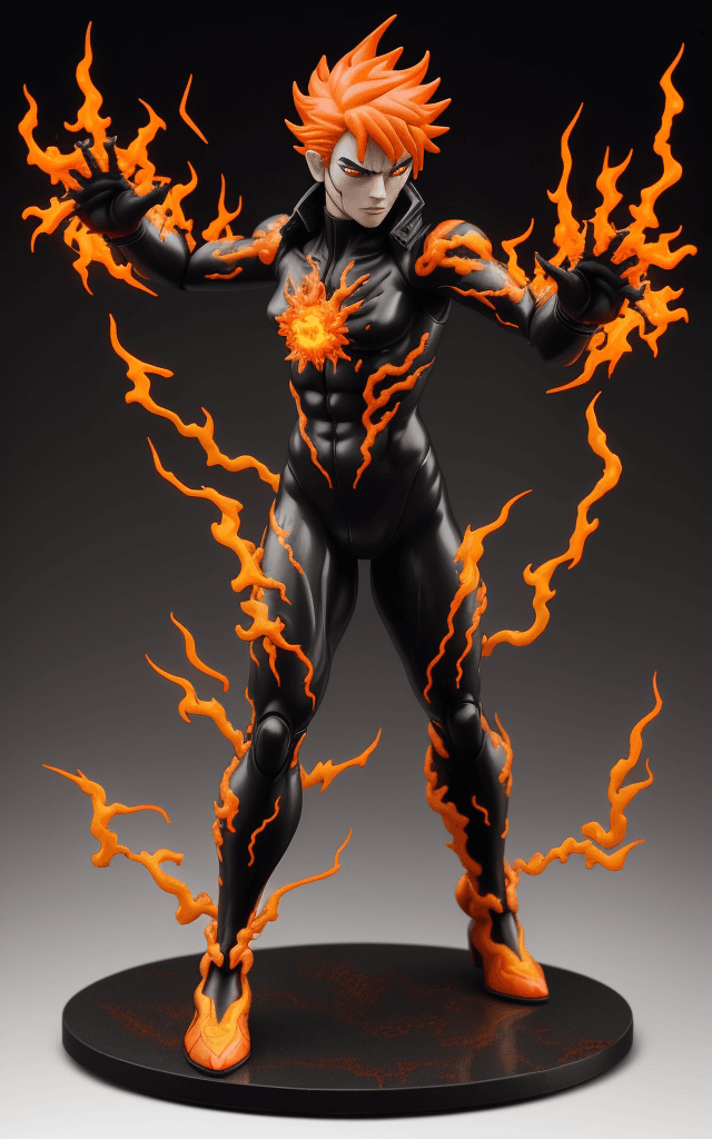 AI generated: full-body Firestorm Figurine:, close-full-body, breathtaking, 8k16k anime style, vector, slick bold ...