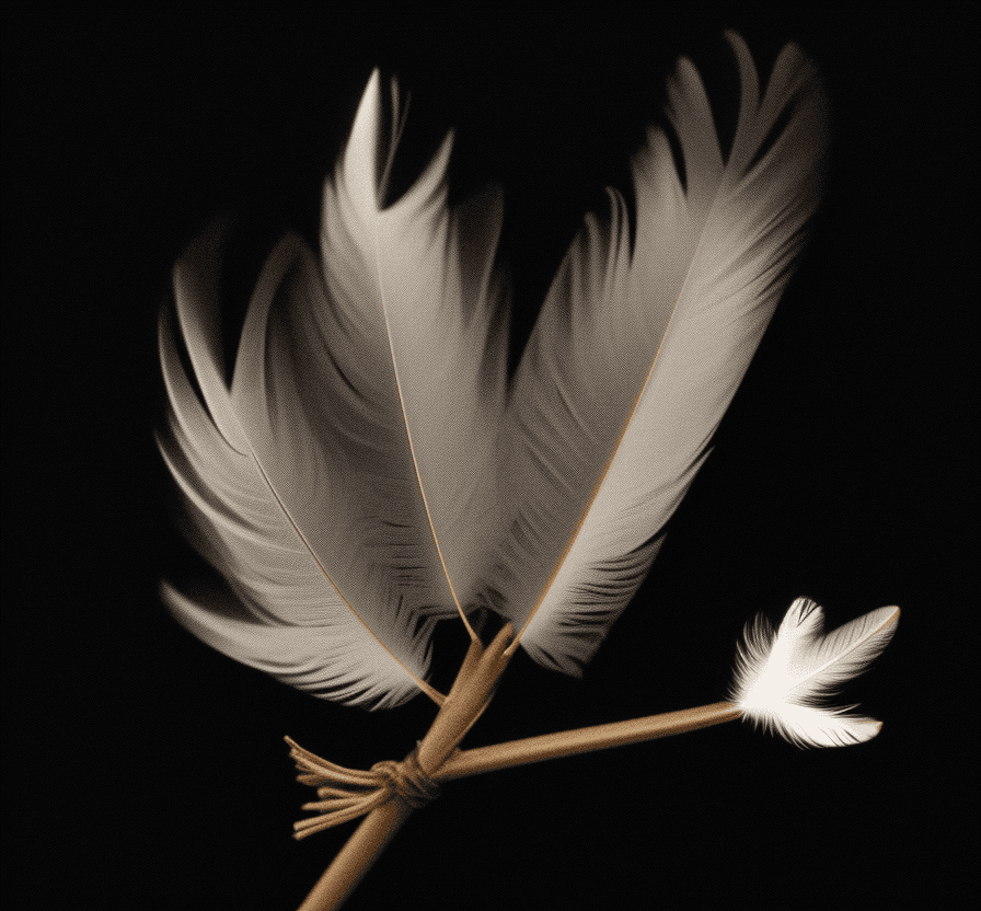 AI generated: single feather on a black background 