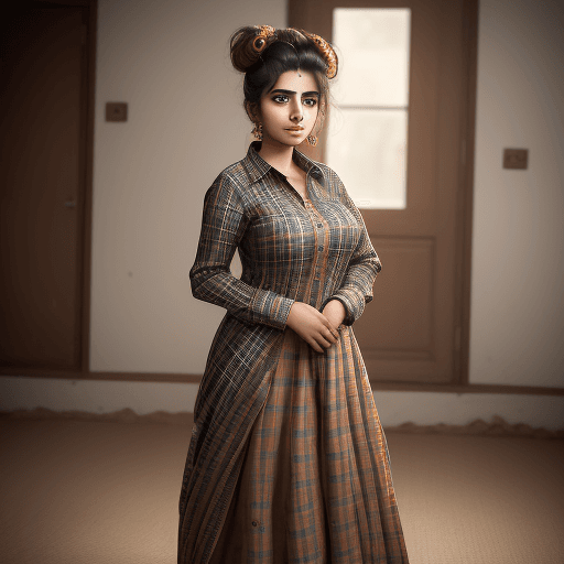 AI generated: A portrait of a young beautiful pakistani girl, age 20, full body, wearing traditional new design dr...