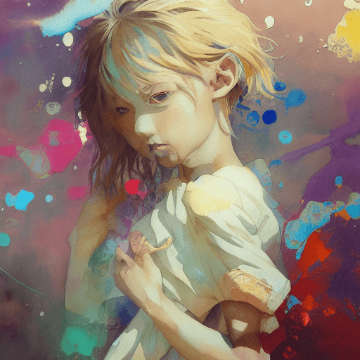 AI generated: Beautiful anime watercolor painting of summerpunk baby. summer chill day, paint dripping by tim okam...