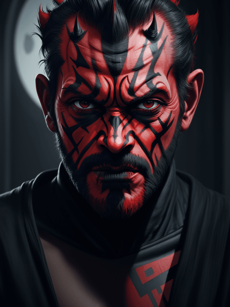 AI generated: darth maul, cinematographic, highly detailed, looks real, 8k, star wars