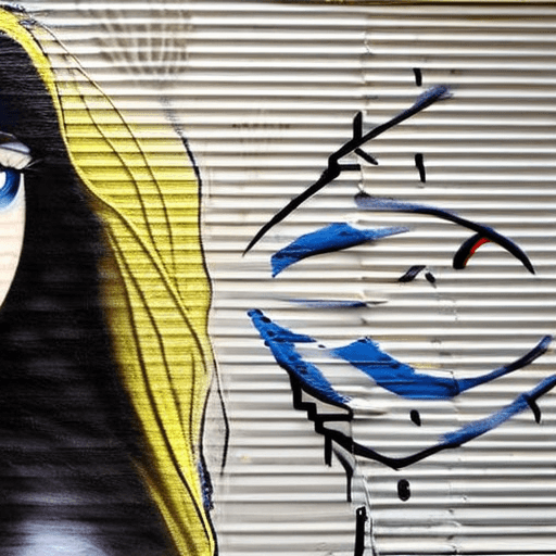 AI generated: graffiti style young women blue eyes black hair highly detailed  . street art, vibrant, urban, detai...