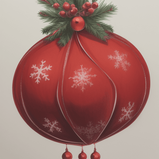 AI generated: detailed drawing of red Christmas balls on tree
