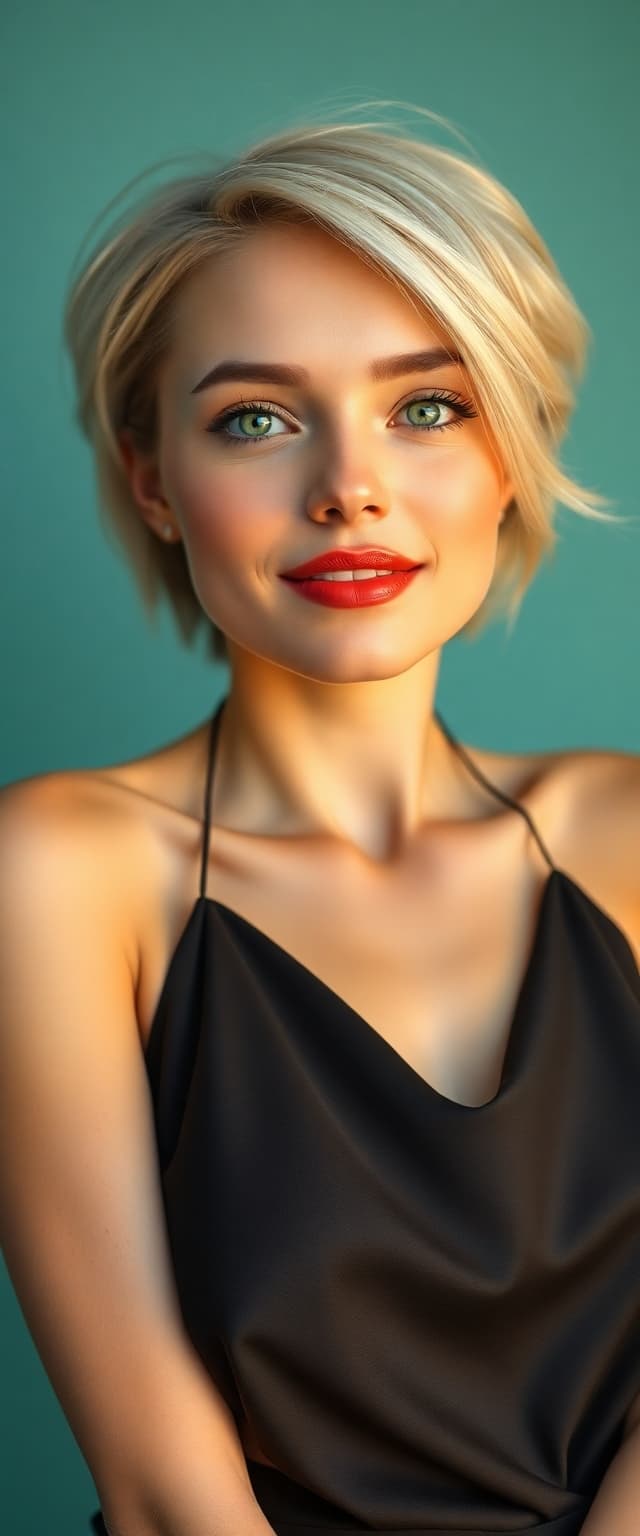 AI generated: "Image is a high resolution, full height vertical low angle perspective, portrait of a super model w...
