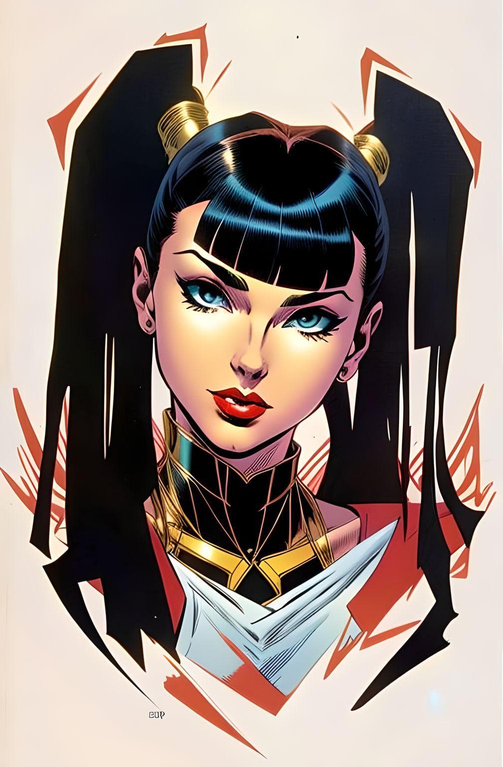 AI generated: a drawing of a girl with tattoos on her face, inspired by rossdraws, serial art, artwork in the styl...