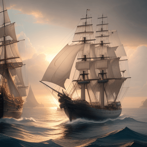 AI generated: Photo of a ultra realistic sailing ship, dramatic light, pale sunrise, cinematic lighting, battered,...