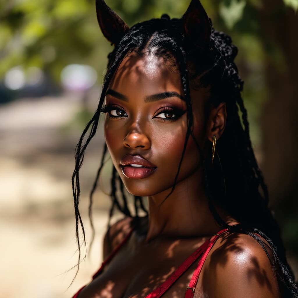 AI generated: Megan thee stallion, dark ebony skin african 