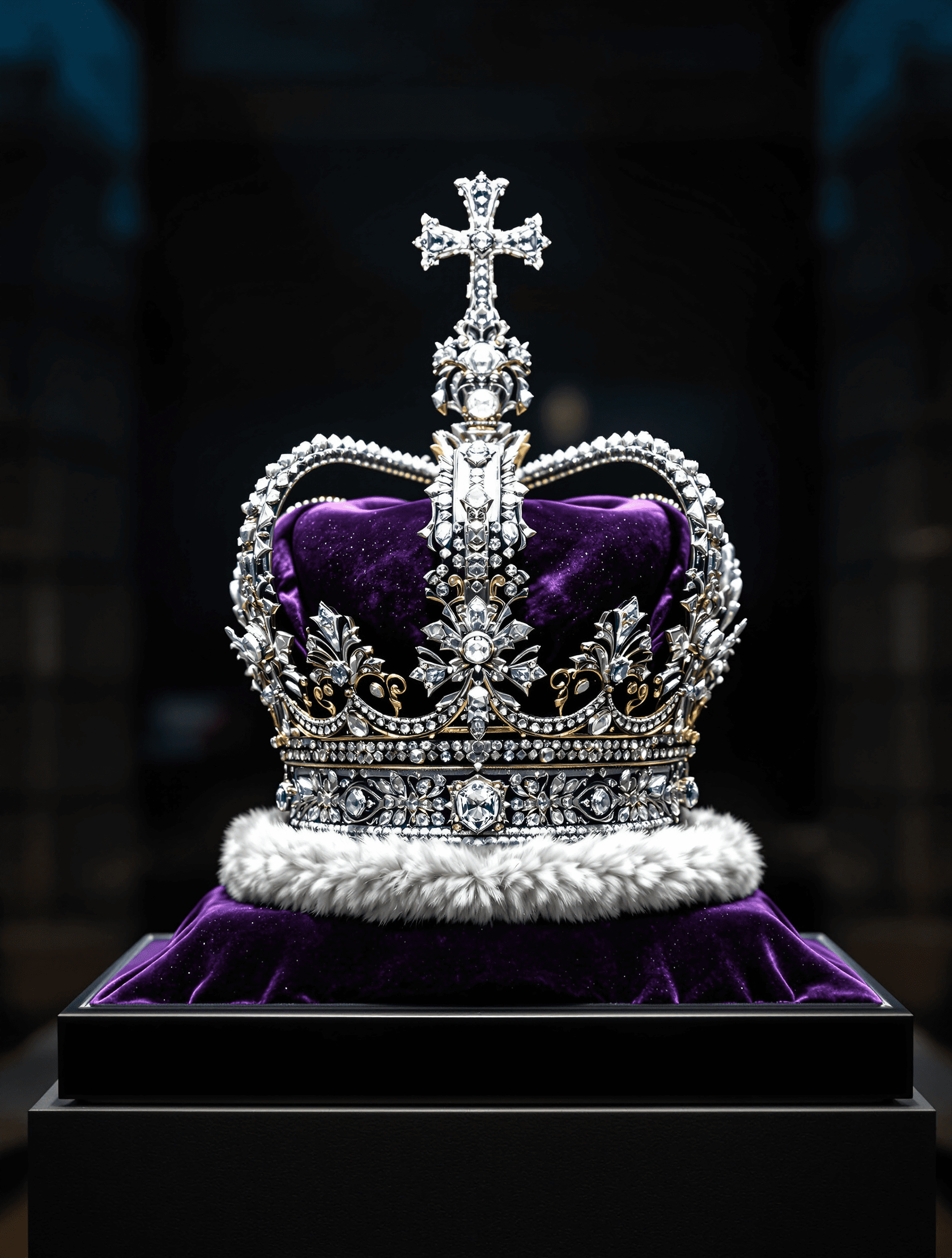 AI generated: A **magnificent, ultra-detailed portrait** of the **1937 Coronation Crown of Queen Elizabeth, the Qu...