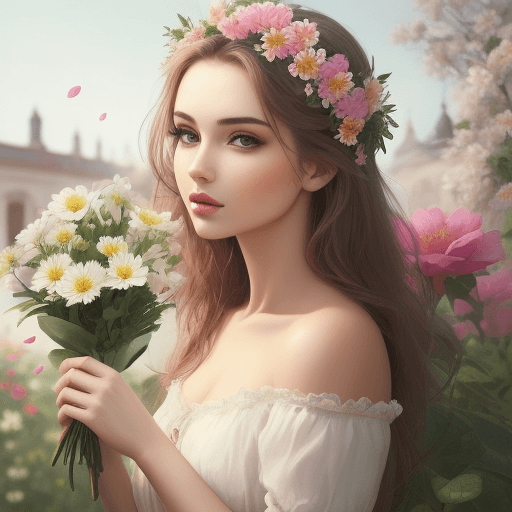 AI generated: Beautyful women with flower 
