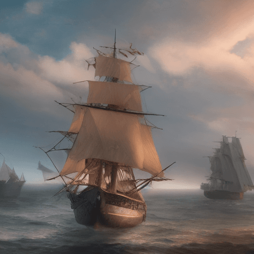 AI generated: Photo of a ultra realistic sailing ship, dramatic light, pale sunrise, cinematic lighting, battered,...