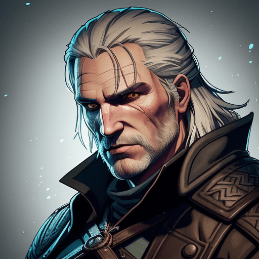 AI generated: midshot, cel-shading style, centered image, ultra detailed illustration of Geralt de Rivia, (he has ...