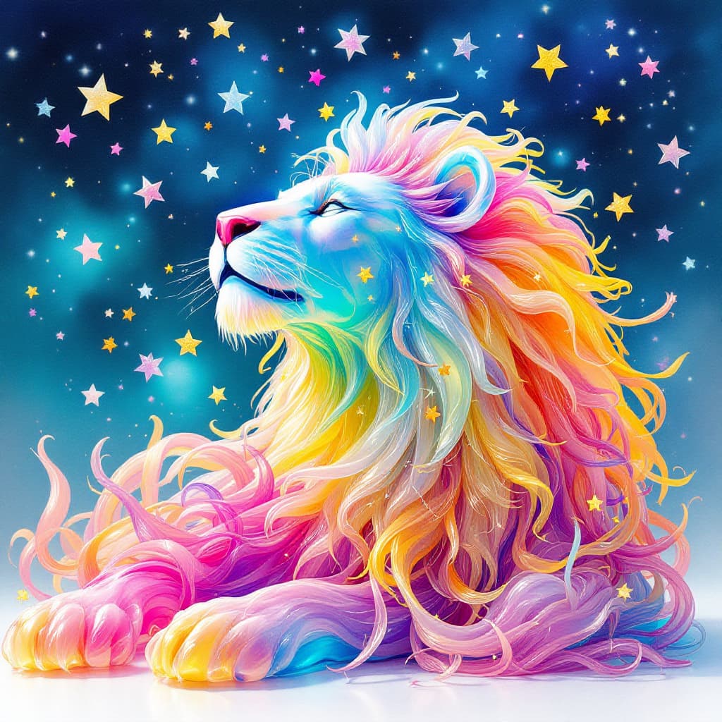 AI generated: on a solid white isolated background. Watercolor, a surreal colored glass sculpture of floating star...