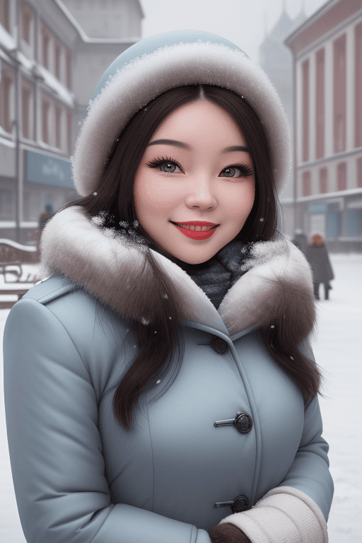 AI generated: Picture, best quality, Soviet winter city with snow, portrait photo of beautiful Koh_Pokimane-2750 w...