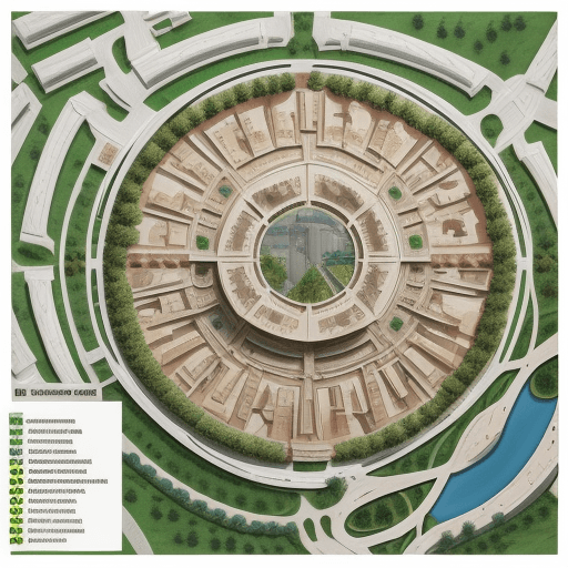 AI generated: Syrian traditional museum site plan  and perspective using sustainability
