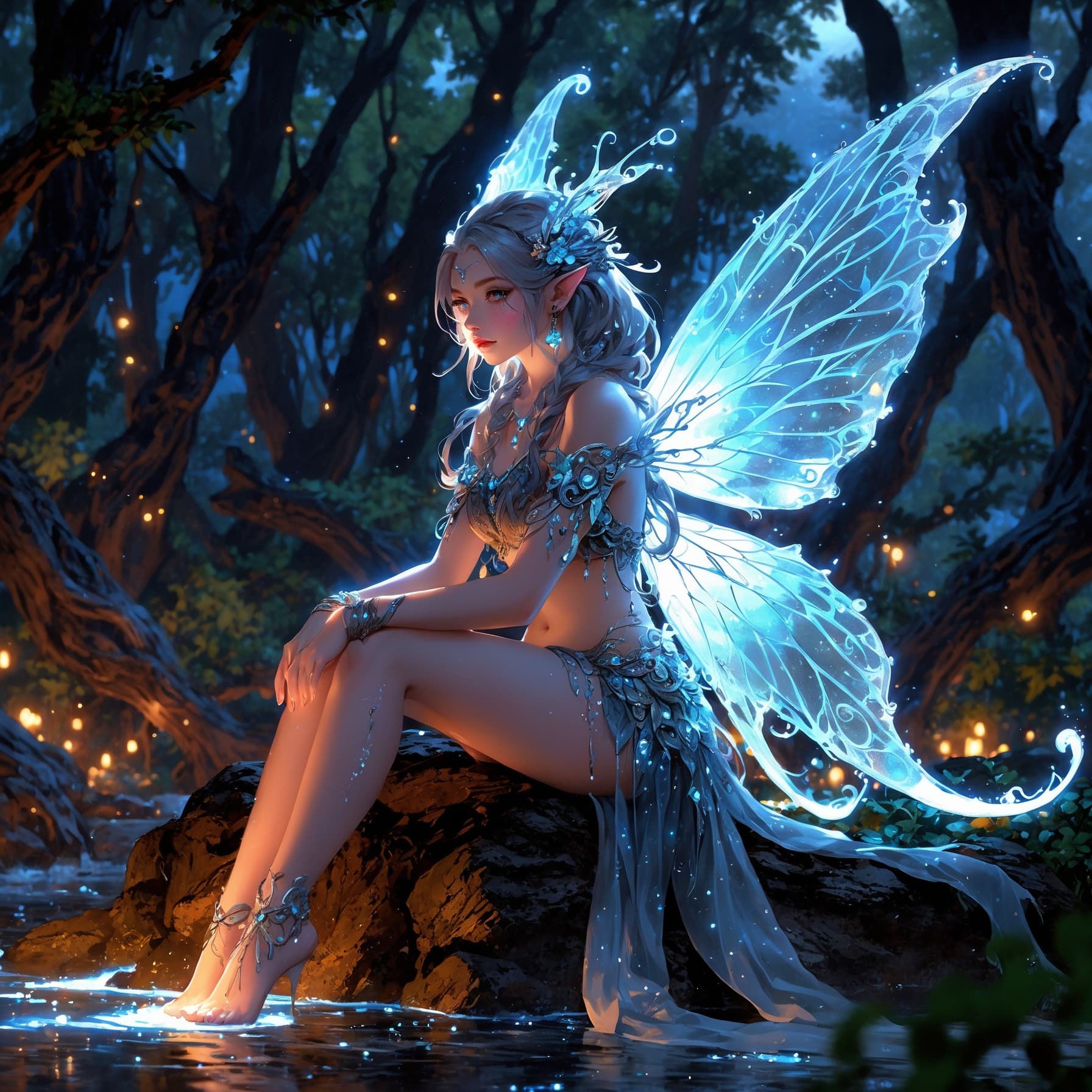 AI generated: A mesmerizing creature from ancient folklore, this mythological bioluminescent being is depicted in ...