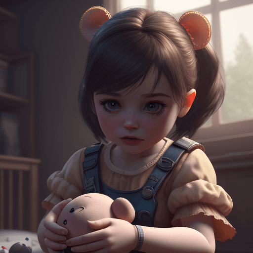 AI generated: littel girl , play with dolls, 4k, hyper realistic, 
 extreme details, unreal engine 5, cinematic, m...