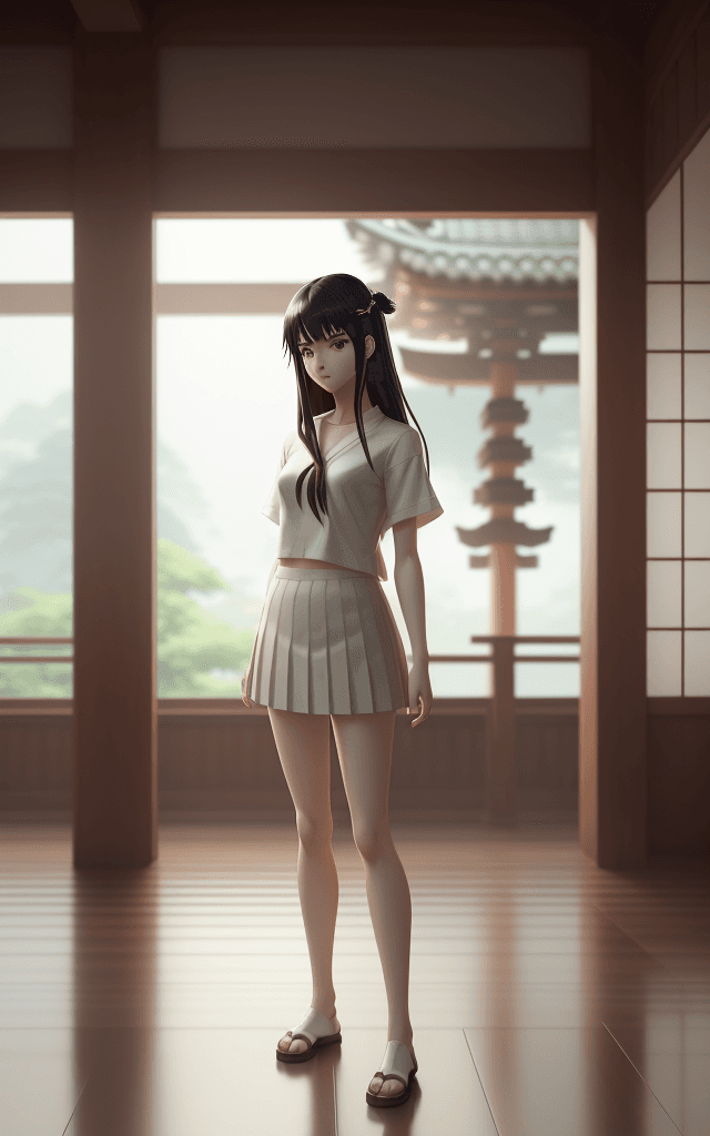 AI generated: Anime Art of a girl, long hair, hair ornament, beautiful girl, wearing a white short-sleeved shirt, ...
