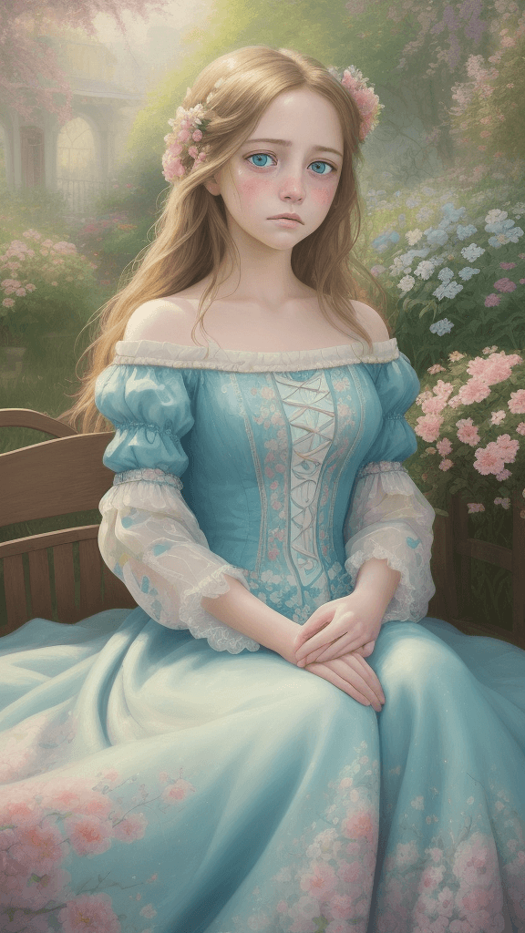AI generated: An emotional portrait of a girl longing for someone's presence, captured in a vivid and photorealist...
