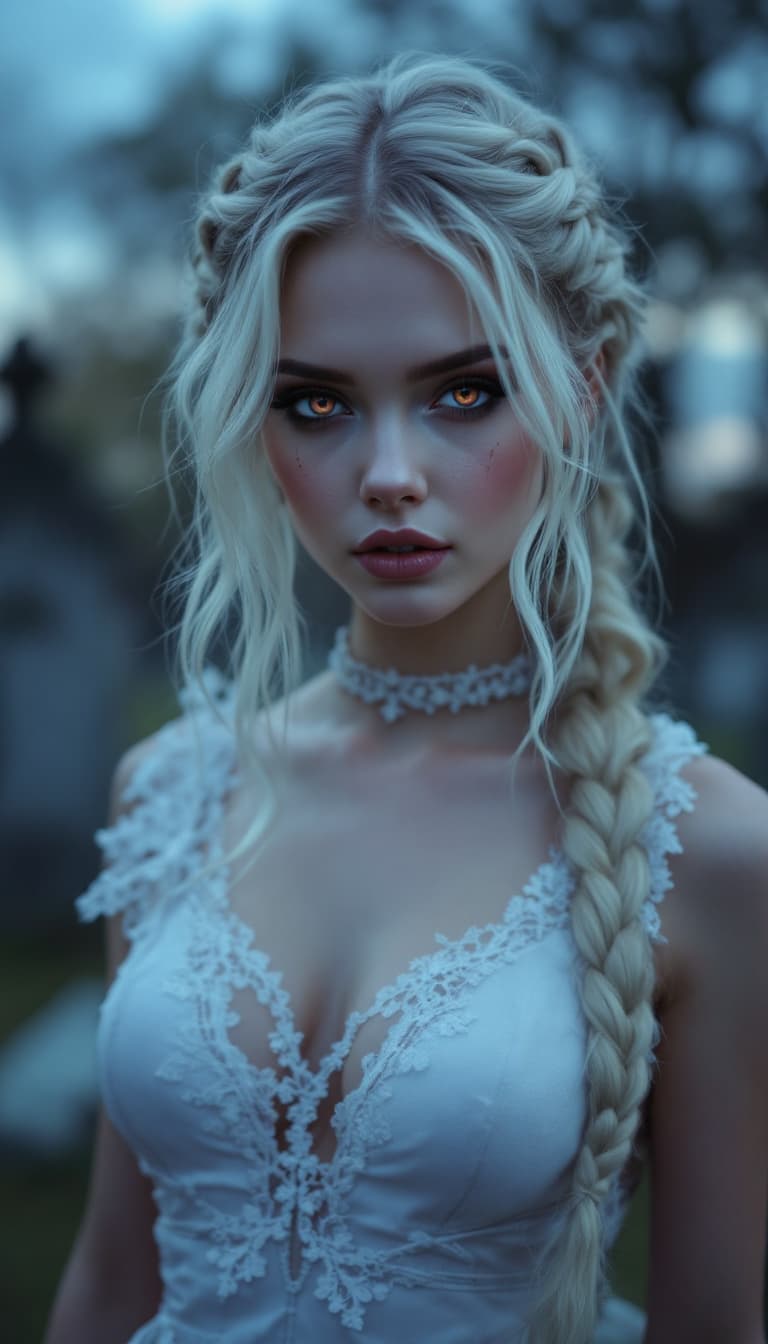 AI generated: a professional photo of a exceptionally of the most beautiful Russian angelic vampire girl in the wo...